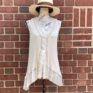Anthropologie TINY Ribbed Button Down Sleeveless Top